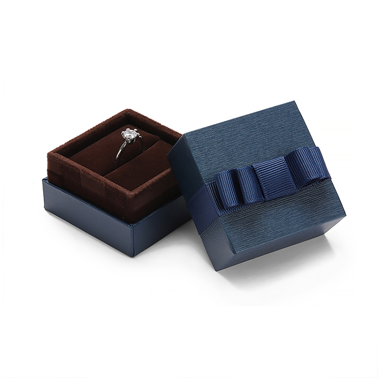 Fashion luxury wholesale custom jewelry blue paper box with ribbon factory      