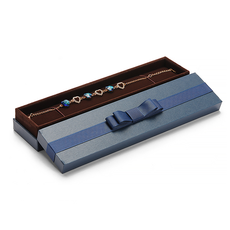 luxury blue jewelry box leatherette paper customized logo lid base box