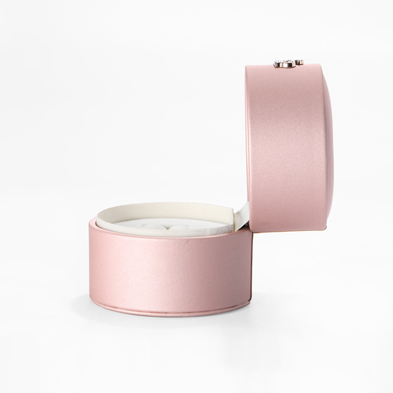 Wholesale Luxury Pink PU Leather Round Jewelry Ring Box Factory Custom