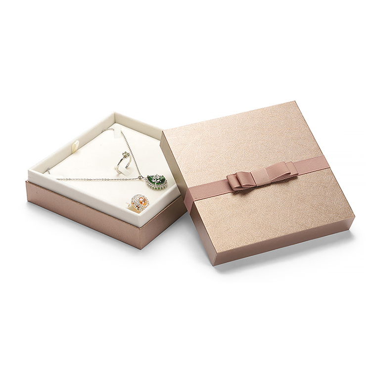 luxury jewelry sets box with ribbon art paper Customized logo lid base box